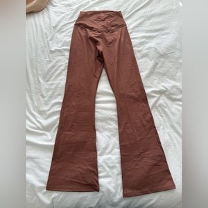 Flare leg cross waist leggings, brown, xs